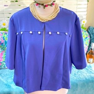 Perceptions Woman cornflower blue open front jacket